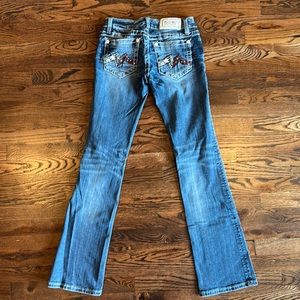 Miss Me jeans. Maroon & white stars. Size 28